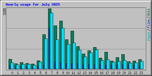 Hourly usage for July 2025